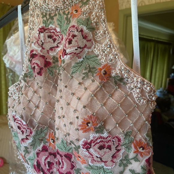 In almost brand new condition blush and Australian Crystal pearl dress. - Picture 5 of 10